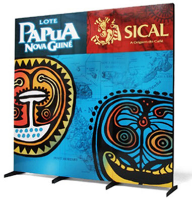 corrugate, screen-print, plastic feet, back-drop, backdrop