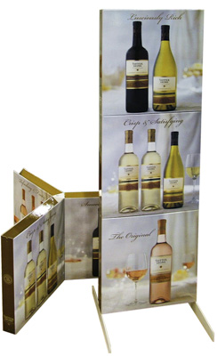 screen print, litho print, plastic feet, metal feet, UV-varnish. easy assembly, mobile, interchangeable, wine