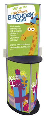 modular MDF & alumunum construction, digital graphics, easy assembly, acrylic brochure holders