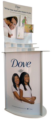 modular MDF & alumunum construction, digital graphics, easy assembly, custom styrene shelves