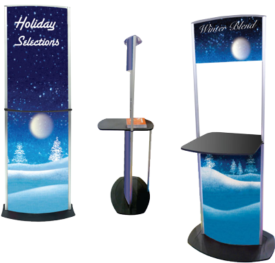 modular MDF & alumunum construction, digital graphics, easy assembly, changes from SmartCurve to demonstrator 