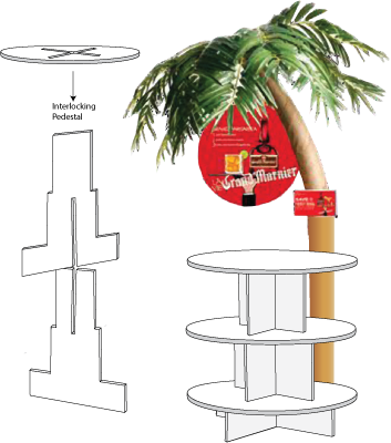 powder-coated MDF sections lock into teac other, no tools, digitally printed header