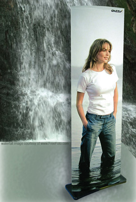 printed graphic sleeve, inside styrene support box, composite Starboard base & supports, ships compact, no-tool assembly